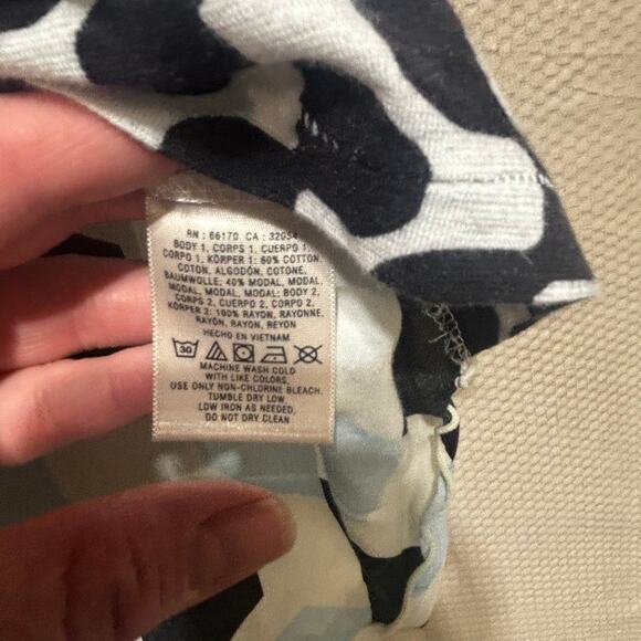 Anthropologie 9-H15 STCL Tunic Top Size M Navy White Geometric Print High Low - Picture 5 of 9